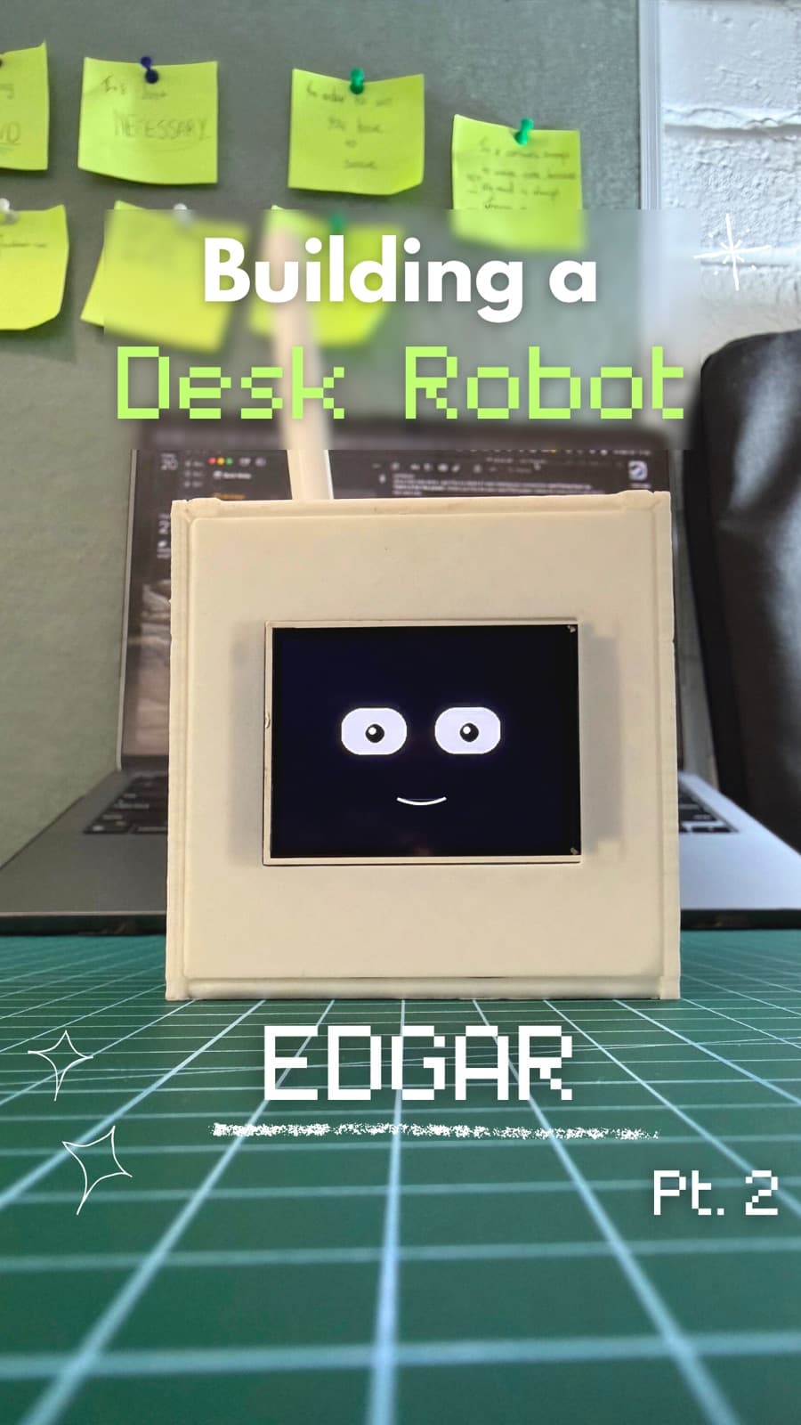 Desktop robot build thumbnail with a smiling face on a small screen